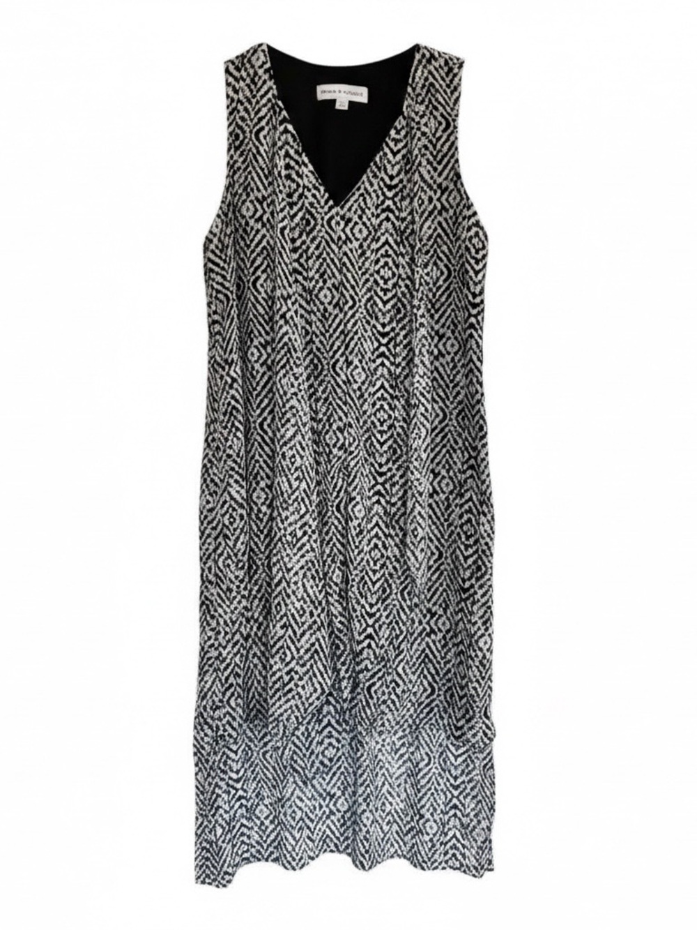 Emma & Michele Black and White Asymmetrical V-Neck Dress. Size 12
